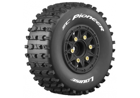 Louise RC SC-Pioneer 1/10 Short Course Tyres Soft Compound Black Rims L-T3148SB