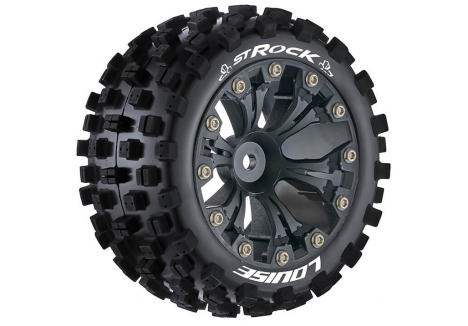 Louise RC ST-Rock 1/10 Soft Black 0 Offset Tyre Wheels Set 12mm Hex L-T3273SB