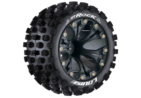 Louise RC ST-Rock 1/10 Soft Compound Stadium Truck Tyres Black 12mm Hex L-T3273SBH