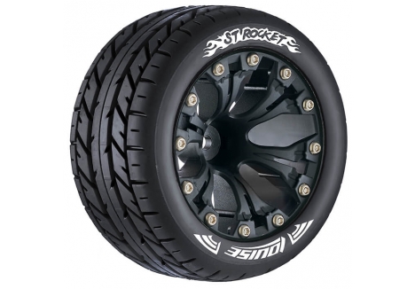 Louise RC ST-Rocket 1/10 Soft Compound Black Stadium Truck Wheels 12mm Hex L-T3208SBH