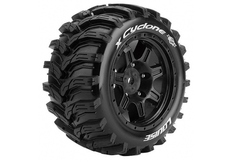 Louise RC X-Cyclone Black 1/5 Pre-Mounted Tyre Set Traxxas X-Maxx L-T3298B