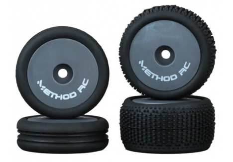 Method RC NitraGrip 1/24 Buggy Tyres F/R 7mm Hex Grey Closed Face MTD0606G