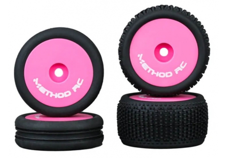 Method RC NitraGrip 1/24 Buggy Tyres Front Rear 7mm Hex Pink MTD0606P