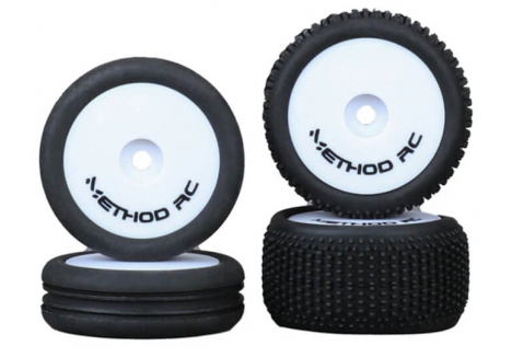 Method RC NitraGrip 1/24 Buggy Tyres Pre-Mounted 7mm Hex White MTD0606W