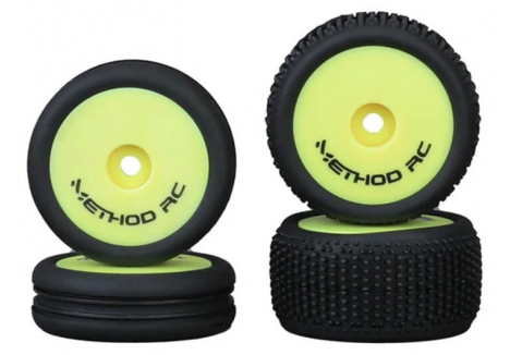 Method RC NitraGrip 1/24 Scale Buggy Tyres Yellow 7mm Hex Pre-Mounted MTD0606Y