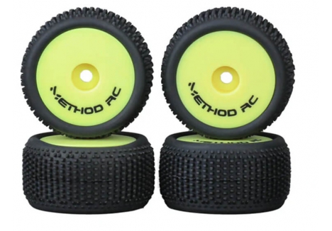 Method RC NitraGrip 1/24 Truck Tyres 7mm Hex Yellow Pre-Glued MTD0505Y