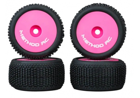 Method RC NitraGrip 1/24 Truck Tyres Front Rear 7mm Hex Pink MTD0505P