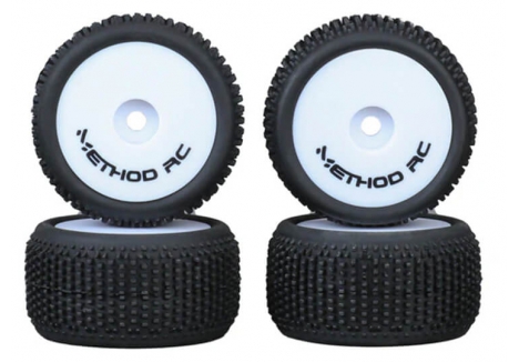 METHOD RC NitraGrip 1/28 Stadium Truck Tyres 7mm Hex Pre-Glued White MTD0505W