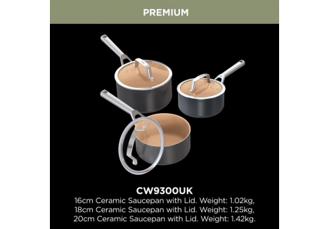 Ninja Ceramic Non-Stick 3-Piece Saucepan Set – Terracotta & Grey – CW93000UK