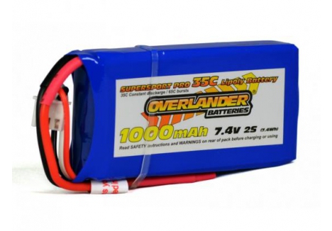 Overlander 1000mAh 7.4V 2S 35C Supersport Pro LiPo Battery JST-BEC 2560