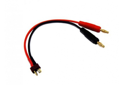 Overlander Deans Charge Lead – 200mm 16AWG (4mm Banana Plugs to Male Deans/T-Plug) – 2638