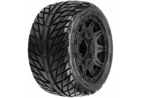 PRO 1/10 Street Fighter LP Fr/Rr 2.8 inch MT Tires Mounted 12mm Blk G-PRO10161-10