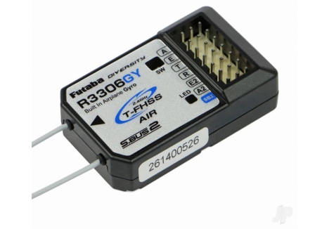 R3306GY Six (Expandable) Channel T-FHSS Receiver / 6-axis Fixed-wing Gyro with S.Bus2 Output