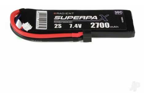 Radient 2S 2700mAh 7.4V 30C LiPo Battery Pack Deans HCT Connector RDNB27002S30H