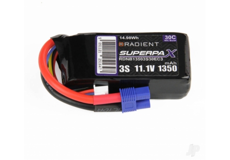 Radient 3S 1350mAh 11.1V 30C LiPo Battery with EC3 Connector RDNB13503S30EC3