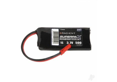 Radient LiPo 1S 500mAh 3.7V 35C Battery with JST Connector RDNB5001S35JST