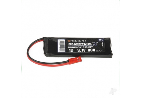 Radient LiPo 1S 800mAh 3.7V 35C JST RC Battery RDNB8001S35JST