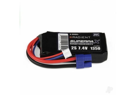 Radient LiPo 2S 1350mAh 7.4V 30C EC3 RC Battery RDNB13502S30EC3