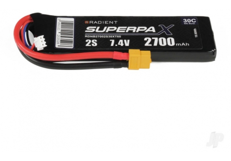 Radient LiPo 2S 2700mAh 7.4V 30C Battery Pack with XT60 Connector RDNB27002S30XT60