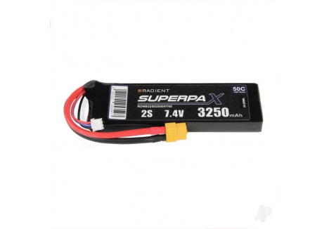 Radient LiPo 2S 3250mAh 7.4V 50C Battery Pack XT60 Connector RDNB32502S50XT60