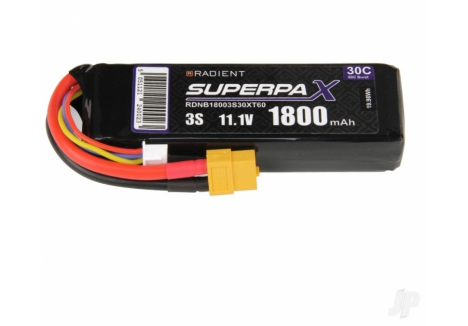 Radient LiPo 3S 1800mAh 11.1V 30C RC Battery Pack XT60 RDNB18003S30XT60