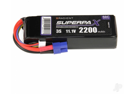 Radient LiPo 3S 2200mAh 11.1V 50C Battery EC3 Connector RDNB22003S50EC3