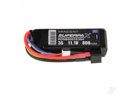 Radient LiPo 3S 800mAh 11.1V 30C Battery Deans Connector RDNB8003S30H