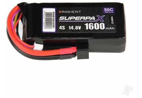 Radient LiPo 4S 1600mAh 14.8V 50C Deans Battery RDNB16004S50H