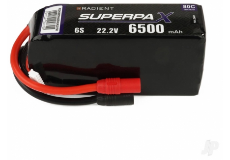 Radient LiPo 6S 6500mAh 22.2V 80C AS150 RC Battery RDNB65006S80AS150
