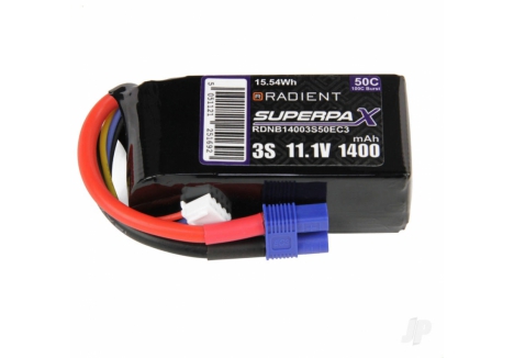 Radient LiPo Battery 3S 1400mAh 11.1V 50C EC3 RDNB14003S50EC3