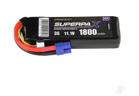 Radient LiPo Battery 3S 1800mAh 11.1V 30C EC3 Soft Case RDNB18003S30EC3