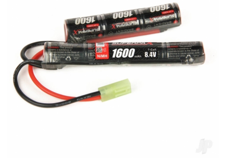 Radient Superpax NiMH Battery Pack 8.4V 1600mAh 7-Cell Saddle Airsoft Black RDNA0137