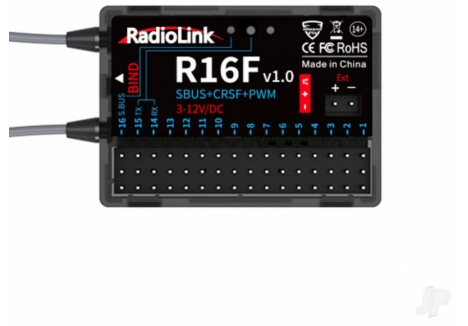 RadioLink R16F 16-Channel 2.4GHz RC Receiver PWM S.Bus CRFS RLKR081011