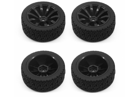 RC Overhaul 1/10 Rally Block Tyres 10-Spoke Black Wheels Pre-Mounted Set 4pcs G-RCO-UN09