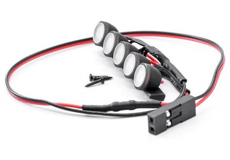 RC Overhaul Roof Light Bar Round 5-Spot White LED for 1/24 SCX24 G-RCO-AX032