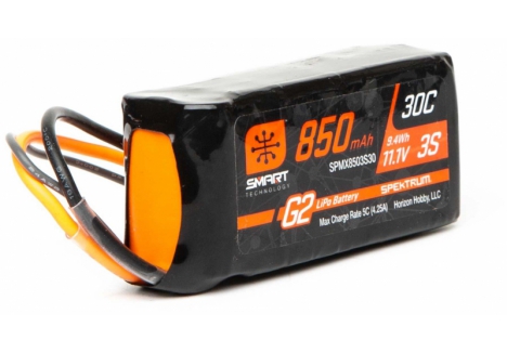 Spektrum 11.1V 850mAh 3S Smart G2 30C LiPo Battery IC2 SPMX8503S30