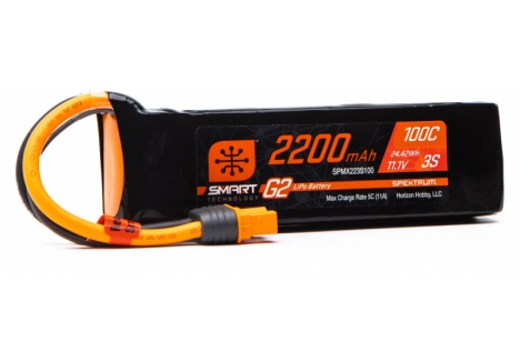 Spektrum 2200mAh 3S 11.1V 100C Smart G2 LiPo Battery IC3 SPMX223S100