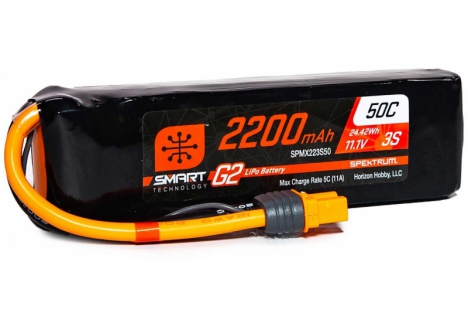 Spektrum 2200mAh 3S 11.1V Smart G2 LiPo Battery IC3 SPMX223S50