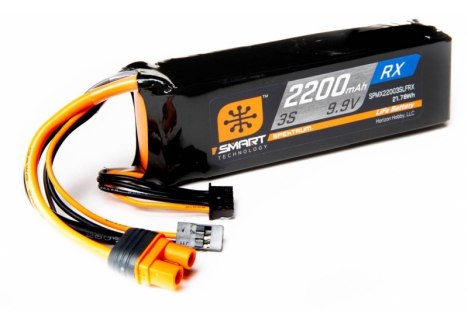 Spektrum 2200mAh 3S 9.9V Smart LiFe ECU Battery IC3 SPMX22003SLFRX