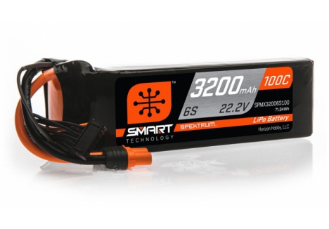 Spektrum 3200mAh 6S 22.2V 100C Smart LiPo Battery IC5 O-SPMX32006S100