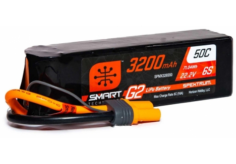 Spektrum 3200mAh 6S 22.2V 50C Smart G2 LiPo Battery IC5 SPMX326S50