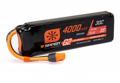 Spektrum 3S 11.1V 4000mAh 30C Smart G2 LiPo Battery IC3 O-SPMX43S30