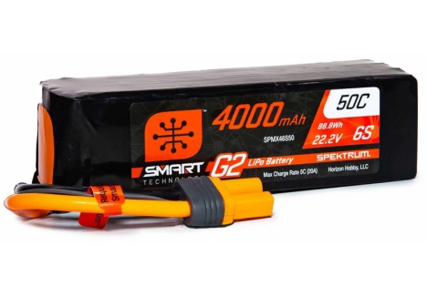 Spektrum 4000mAh 6S 22.2V Smart G2 50C LiPo Battery IC5 SPMX46S50