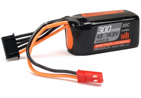 Spektrum 4S 14.8V 300mAh 30C LiPo Battery JST Connector SPMX3004SJ30