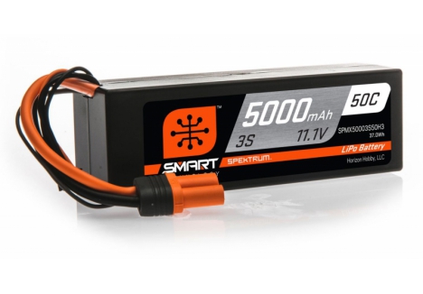 Spektrum 5000mAh 3S 11.1V 50C Smart LiPo Hardcase IC3 SPMX50003S50H3