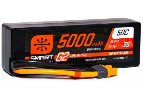Spektrum 5000mAh 3S 11.1V Smart G2 50C LiPo Battery IC3 SPMX53S50H3