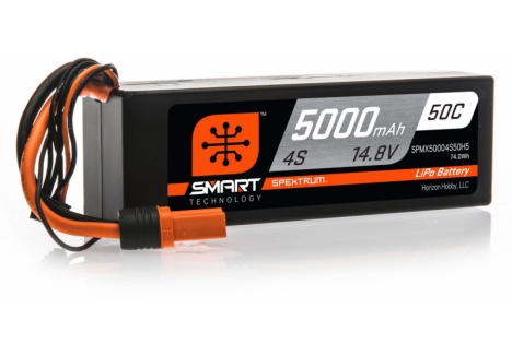 Spektrum 5000mAh 4S 14.8V 50C Smart LiPo Battery Hardcase IC5 SPMX50004S50H5