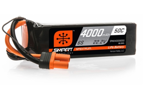Spektrum 6S 22.2V 4000mAh 50C Smart LiPo Battery IC5 SPMX40006S50