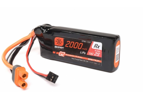 Spektrum 7.4V 2000mAh 2S 15C Smart G2 Receiver LiPo Battery IC3 SPMX-1054