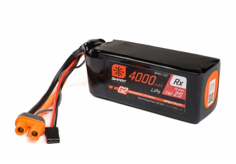 Spektrum 7.4V 4000mAh 2S 15C Smart G2 Receiver LiPo Battery IC3 SPMX-1057